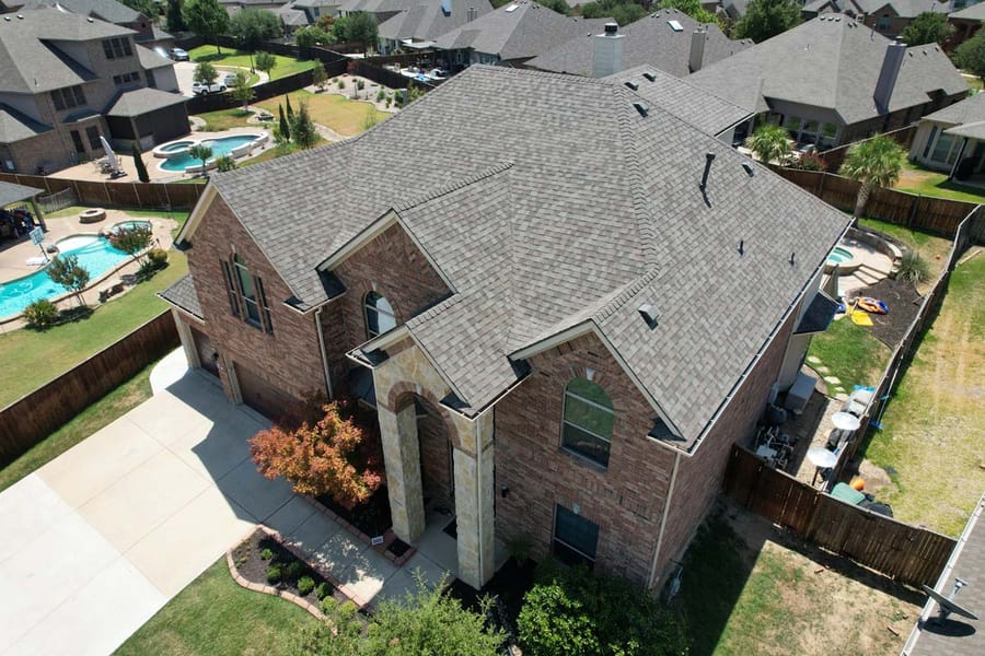 Completed residential roof replacement by Select Roofing, aerial view