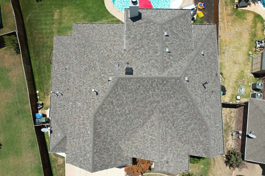 Completed residential roof replacement by Select Roofing, aerial view