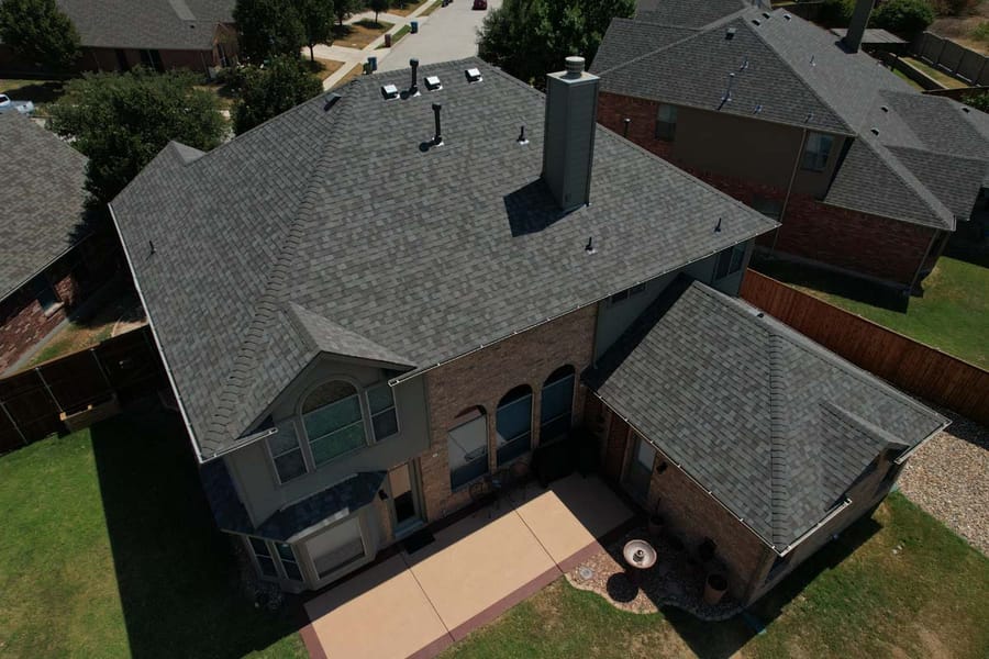 Completed residential roof replacement by Select Roofing, aerial view