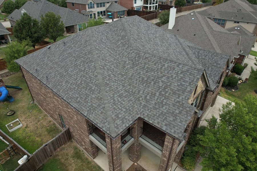 Completed residential roof replacement by Select Roofing, aerial view