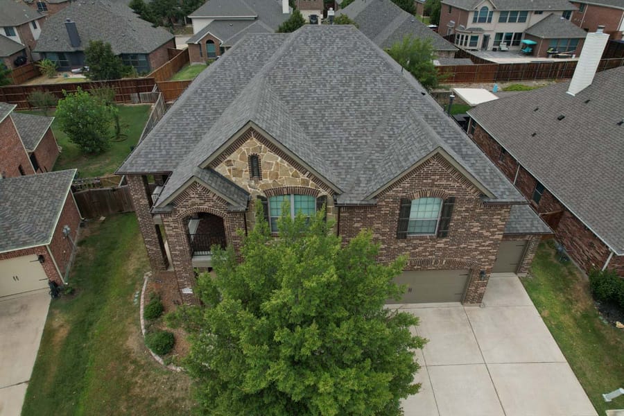 Completed residential roof replacement by Select Roofing, aerial view