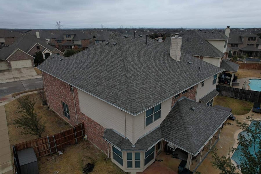 Completed residential roof replacement by Select Roofing, aerial view