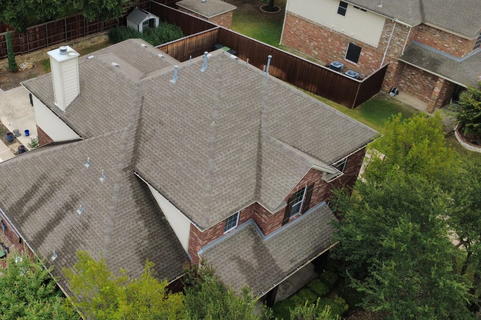 Completed residential roof replacement by Select Roofing, aerial view